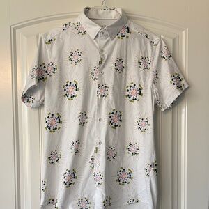 Stone Rose White Shirt with Multicolor Geometric Design Mens Sz XL